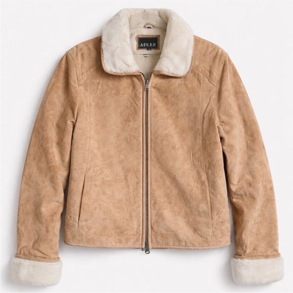 Adler Collection Jackets & Blazers - Vintage Adler Collection Tan Suede Shearling Lined Leather Cream Y2K Coat Jacket